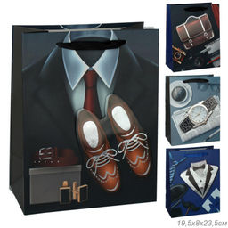 Пакет подарочный 23,5х19,5х8 / 1394S /уп 12/720/23 февраля микс