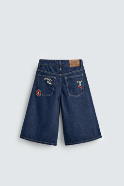 EMBROIDERED DENIM MIDI BERMUDA SHORTS HARRY LAMBERT FOR ZARA X DISNEY  фото 2