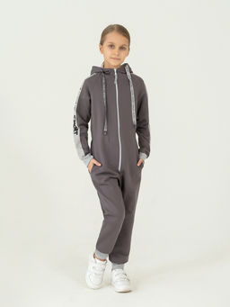 Комбинезон детский с капюшоном серый актив спорт