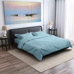 Простыня 2-х спальная "Нежная бирюза" 180х220см, сатин 135г/м2, хлопок 100%, упаковка "классическая" ПВХ 28х41см, "Домашняя мода" (Россия)