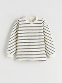 Bisiklet Yaka ?izgili Erkek ?ocuk Sweatshirt