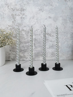 Свеча стержень 4 штуки 20 см витая / SW-702 /уп 144/ серебрянная - ГалеонТрейд фото 2