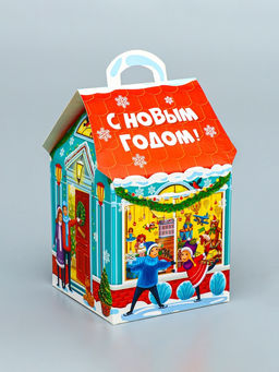 Цена за 3 шт. Подарочная новогодняя коробка Волшебная лавка, домик, 12?12?19 см