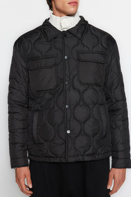 Siyah Unisex Regular Fit Su ve Ruzgara Dayan?kl? Kapitone K?sl?k Mont TMNAW24MO00016