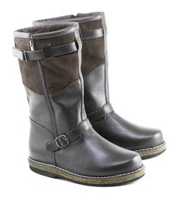 Монголки коричневые с замком, войлочная подошва, - Мирунт фото 2