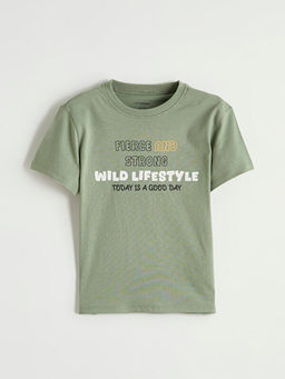 Bisiklet Yaka Bask?l? Erkek ?ocuk Ti??rt