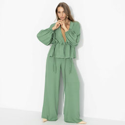 Брючный костюм из 100% вискозы, Серьезная леди (2 в 1, шалфей) - Charutti фото 8