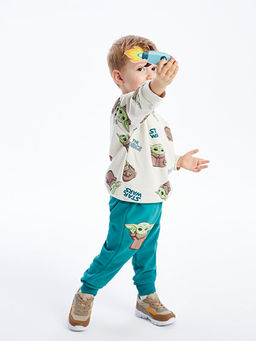 Bisiklet Yaka Star Wars Bask?l? Erkek Bebek Sweatshirt ve E?ofman Alt? Tak?m