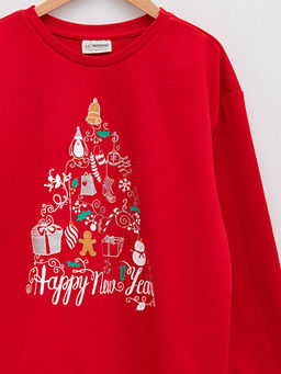 Bisiklet Yaka Y?lba?? Temal? Uzun Kollu K?z ?ocuk Sweatshirt - Waikiki фото 3