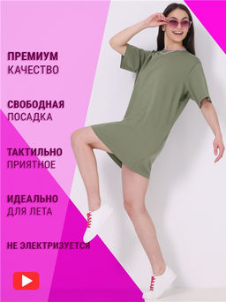 Платье Апрель хлопок с лайкрой оливковое