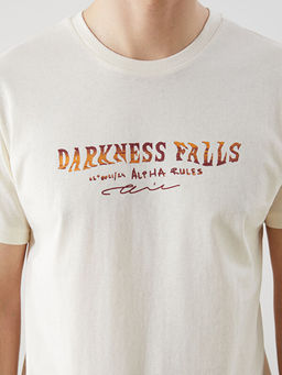 Bisiklet Yaka Bask?l? Penye Erkek Ti??rt