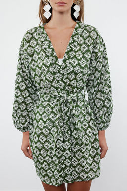 Cicek Desenli Kusakl? Mini Dokuma Balon Kollu %100 Pamuklu Plaj Kimono&Kaftan TBESS22KM0022 - Trendyolmilla фото 11