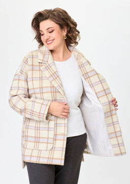 Пальто БелЭльСтиль 841 молочная клетка фото 3