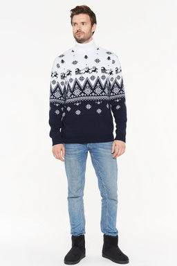 Свитер мужской 202-12202. 189/293 т.синий/белый