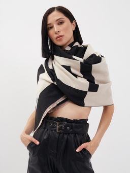 В составе шерсть и кашемир! теплый двусторонний палантин