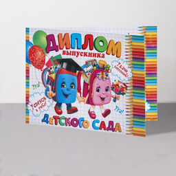 Цена за 10 шт. Диплом выпускника детского сада, 44.5×16.5 см