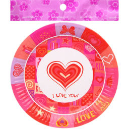 Тарелка бумажная 18 см в наборе 10 шт "Love you"