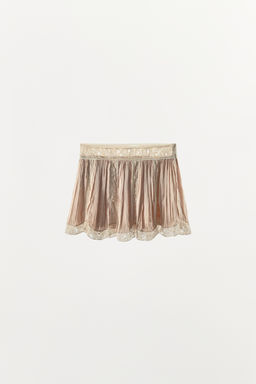FALDA MINI PLISADA ENCAJE ABALORIOS / Rosado - Zara фото 3