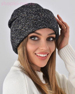 Отворот мохер мульти полоска термо Шапка флис (56-58)