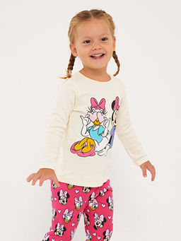 Bisiklet Yaka Disney Bask?l? K?z Bebek Pijama Tak?m?