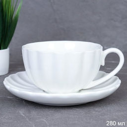Чайная пара 280 мл / YR-251 /уп 48/ Белый