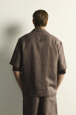 CAMISA RELAXED FIT 100% LINO / Marr?n / Topo - Zara фото 12