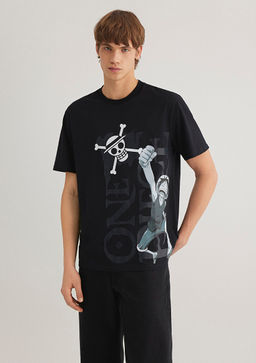 One Piece Bask?l? Siyah Tisort - Mavi фото 2