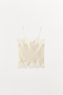 TOP LENCERO SATINADO ENCAJE / Crudo - Zara фото 7