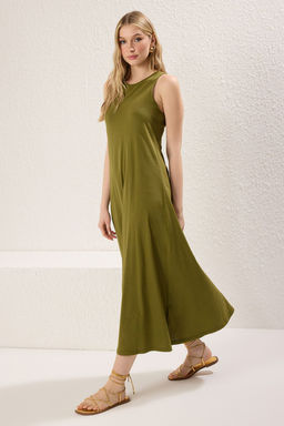 TRENDYOLMILLA Siyah Halter Yaka A Line/Can Kesim Maxi Orme Elbise TWOSS25EL00226