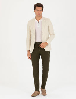 Бежевая льняная куртка приталенного кроя - Cacharel фото 4