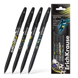 Цена за 24 шт. Набор из 4 ручек шариковых ErichKrause R-301 Stick&Grip Sport DNA 0.7, цвет чернил синий (в пакете)