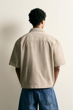 SOBRECAMISA BOXY FIT BORDADO PARCHES / Tostado - Zara фото 3