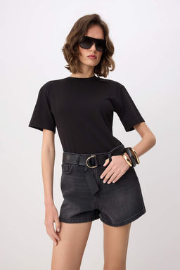 Antrasit Yuksek Bel %100 Pamuk Denim City Sort TWOSS26SR00050 - Trendyolmilla фото 6