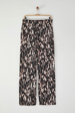 Kahverengi*001 Soyut Bask?l? Wide Leg/Rahat Kesim Yuksek Bel Esnek Pantolon TWOSS23PL00129