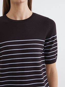 Bisiklet Yaka ?izgili Kad?n Triko Kazak