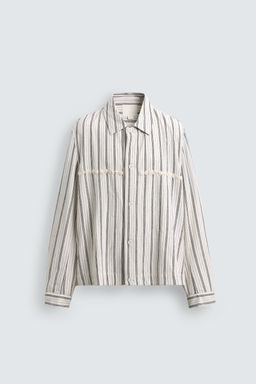 SOBRECAMISA FLUIDA RAYAS BORDADO / Crudo - Zara фото 7