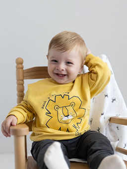 Aslan Bask?l? Uzun Kollu Erkek Bebek Ti??rt