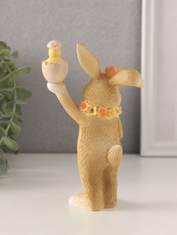 Фигурка полистоун Зайчик в цветочном венке и цыплёнком в скорлупе, 9?5.5?15 см