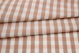 Вареный (стираный) хлопок Клетка (1.0*1.0см) цв.песочно-коричневый/бл.персиковый, ш.2.5м, хл-100% - Купава фото 3
