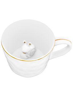 Кружка 300 мл 14*10*7,5 см "Улитка" с фигуркой внутри, белый с золотом, фарфор