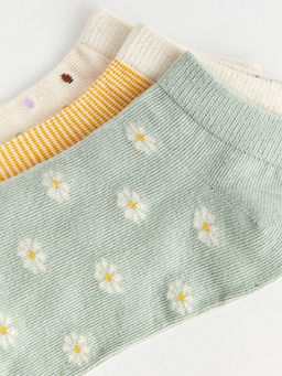 Desenli Kad?n Patik ?orap 3l?