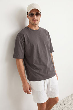 Antrasit Oversize/Geni_ Kesim %100 Pamuklu K_sa Kollu Basic T-Shirt TMNSS22TS0318 - Trendyolmilla фото 2