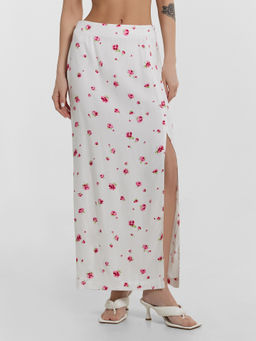 Юбка женская белая с цветочным принтом - Mark formelle фото 2