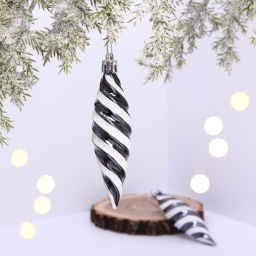 Цена за 4шт. Ёлочные игрушки "Таинственное очарование" Сосульки 10 см (набор 2шт), графит