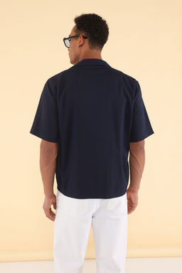 TRENDYOL MAN Lacivert Unisex Boxy Fit Poplin Yazl?k K?sa Kollu Gomlek TMNSS25GO00042 - Trendyolmilla фото 5