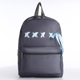 Рюкзак текстильный с лентами, 38х29х11 см, 38 х серый серый, отдел на молнии, цвет красный - Nazamok фото 5