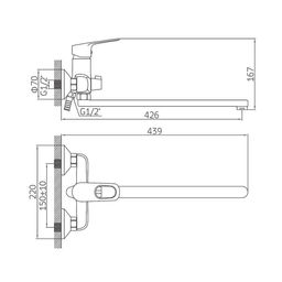 Cмеситель для ванны Accoona A7117, однорычажный, латунь, хром