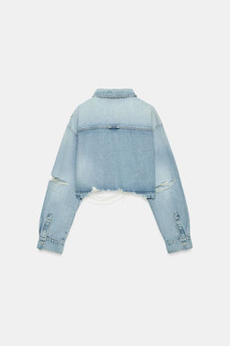 SOBRECAMISA CROP DENIM TRF / Azul claro - Zara фото 5