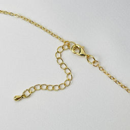 Колье на цепочке с камнем Обсидиан и подвеской "Кошка"