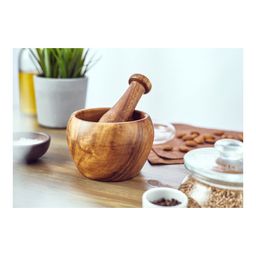 Ступка с пестиком деревянная Walmer Organic, 13 см, цвет темное дерево  фото 4